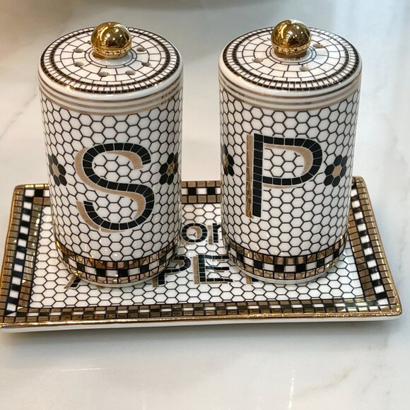 Subway Tile-Style Salt and Pepper Shaker Set -Anthropologie -NEW - Picture 2 of 16